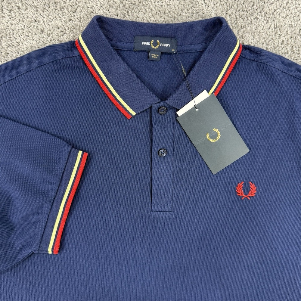 Fred Perry Twin Tipped Polo Men's XL NWT Navy Short Sleeve Shirt Preppy